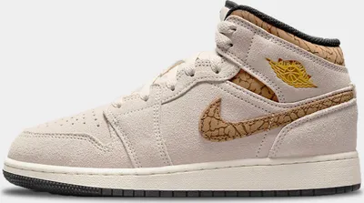 Zdjęcie produktu dla Nike Jordan 1 Mid Orewood Brown Beige Elephant Damen Kinder Sneaker - 40