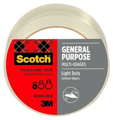Zdjęcie produktu dla Uniwersalna taśma klejąca Scotch®, przezroczysta, 48 mm x 66 m, 1 rolka/opakowanie | opakowanie (1 rolka)