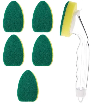 Spültuch-Set, 7-teilig, mit 6 Ersatzköpfen, Schwamm, Gelb