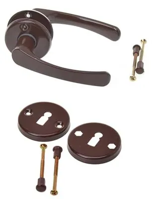Produktbild von Aqbau® Rosettengarnitur Türgriff Set Türdrücker Drückergarnitur Türbeschlag Türklinke Braun (BB - Buntbart)