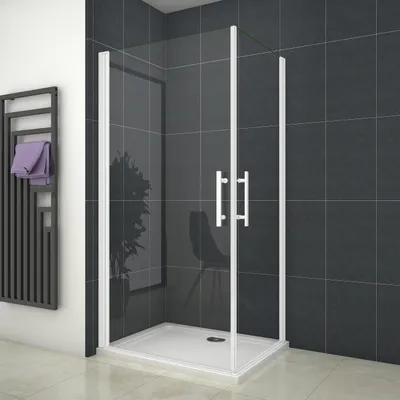 Produktbild von 80x80x185 cm Sicherheitsglas Eckeinstieg Duschkabine Duschtür Dsuche Duschabtrennung Mit Duschtasse