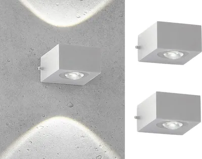 Produktbild von LED Außenwandleuchten 2er Set Silber - Up and Down für Fassadenbeleuchtung Haus