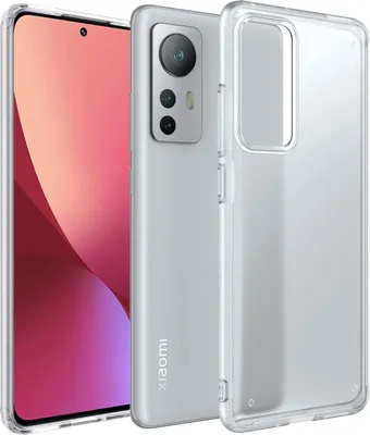A clear protective case is shown next to a smartphone.