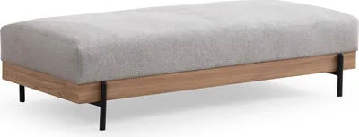 Produktbild von Hanah Home, Eti Oak Pouffe - Grey, Fußhocker & -bänke, Sitzpuff, Grau, Polyester, 158 x 38 x 68 x  cm