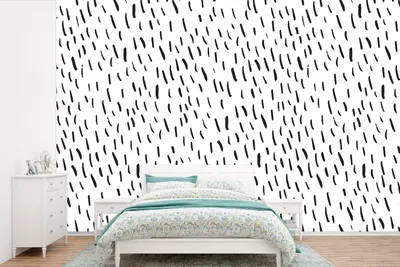 Produktbild von MuchoWow® Fototapete für Wohnzimmer oder Schlafzimmer Wandtapete Vinyl Motivtapete Sommer - Regen - Schwarz - Weiß - 360x240 cm - Vinyl-Tapete