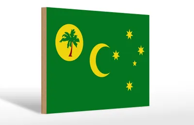 Produktbild von Holzschild Flagge Kokosinseln 30x20cm Flag Cocos Islands