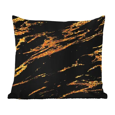 Obrázek produktu pro MuchoWow® Vnější polštář - Mramor - černá - zlatá -50x50 cm- Odolnost proti povětrnostním vlivům - polštář do obývacího pokoje