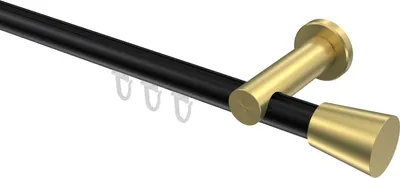 Produktbild von Interdeco Innenlaufstange / Gardinenstange mit Innenlauf Schwarz / Messing-Optik, Typ Platon Sitra (Konus), 20 mm Ø 1-läufig, 100 cm