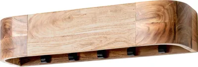 Produktbild von HAKU Wandgarderobe akazie, schwarz - Massivholz, Metall, B/H/T: 60x13x20 cm