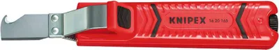 Produktbild von Knipex 162-0165SB Kabelmesser 165mm SB mit Hakenklinge, 8-28mm, grausilber/rot