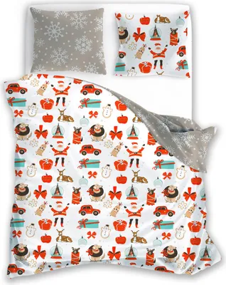 Produktbild von Bettwäsche Weihnachten Winter Wendebettwäsche Garnitur 140 x 200 cm + 70 x 90 cm - Weihnachtsmann
