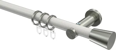 Produktbild von Interdeco Gardinenstange / Vorhangstange Weiß / Edelstahl-Optik, Typ Platon Sitra (Konus), 20 mm Ø 1-läufig, 220 cm