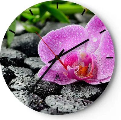 Produktbild von Wanduhr - Rund - Glasuhr - Asien bambus schönheit kultur - 30x30cm - Schleichendes Uhrwerk - Lautlos - zum Aufhängen bereit - Dekoration Modern - Wanddekoration aus Glas - C3AR30x30-2165