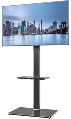 Productafbeelding van TV-standaard met beugel, in hoogte verstelbaar, 2 planken, geschikt voor televisies van 19-42 inch, zwart, model HT2001BP