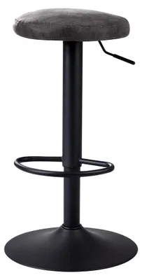 Produktbild von Barhocker in Grau mit Wildlederoptik, Hocker ohne Lehne 58-79 cm, Küchenhocker aus Stoff/Metall bis 100 kg, drehbarer Barstuhl