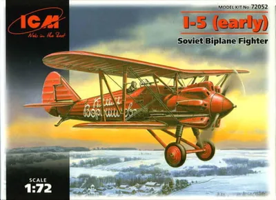 Obrázek produktu pro Polikarpov I-5 early Soviet fihgter - biplane - ICM 72052 1:72