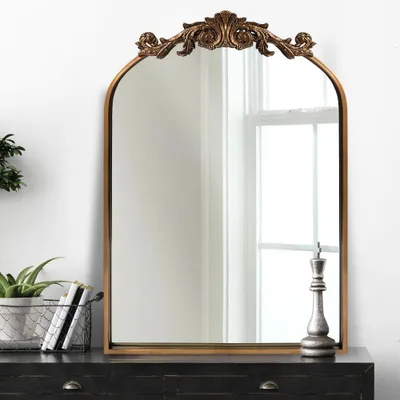 Productafbeelding van OUSHUAI: Traditionele barokspiegel, goudkleurig, vintage-stijl, versierd, messing