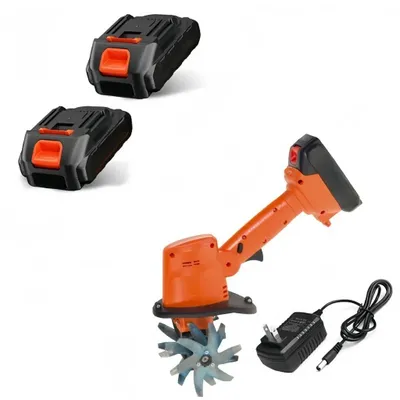 Produktbild von Multifunktionaler Mikro-Tiller, 100mm, elektrische Gartenfräse, 235 U/min, batteriebetriebener Rototiller für Gartenarbeit, 2 Akku und Ladegerät
