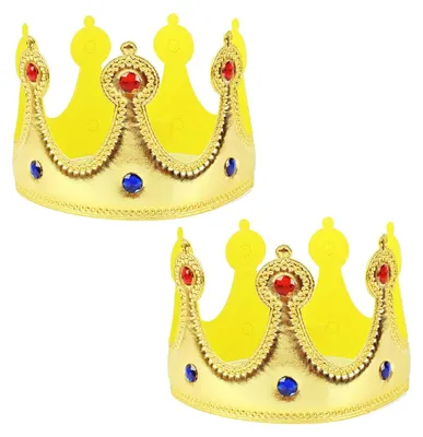 Produktbild von Partykrone Geburtstagskrone Tiara - 2 Stück - Gold - Für Erwachsene und Kinder - Zum Verkleiden bei Feiern