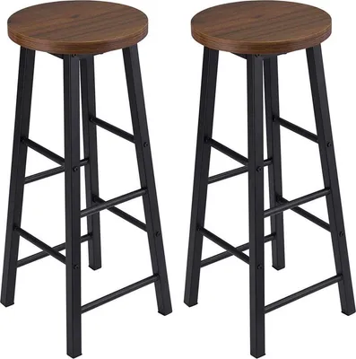 Image de Tabourets de bar – Hauteur d'assise 71 cm – Marron foncé – Lot de 2 – Sans dossier