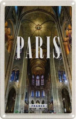 Produktbild von vianmo Blechschild 18x12 cm Paris Frankreich Innere Notre-Dame Abenteuer Reisen Urlaub