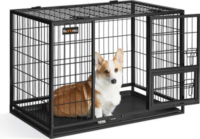 Produktbild von FEANDREA Hundekäfig, 92,5 x 57,5 x 64 cm, mit 2 Türen, schwarz PPDDE002B01