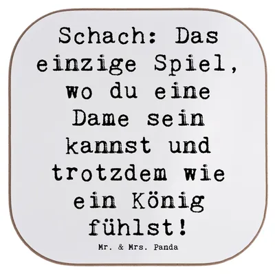 Produktbild von Mr. & Mrs. Panda Tischschoner Spruch Schach Dame und König - Weiß - Geschenk, Flaschenuntersetzer, Sportler, Denksport, Logikspiel, Geschenke, Teamsport, Strategie, Humor