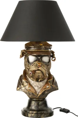 Produktbild von J-Line Tischlampe Bulldog Polyresin Antinque Braun