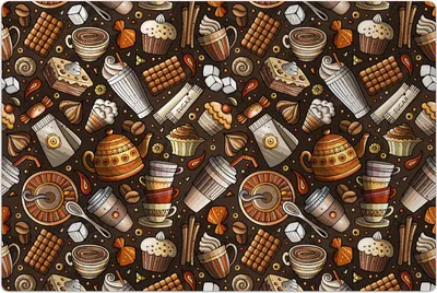 Produktbild von Küchenmatte 60x90 cm Vinylmatte Bodenmatte Dekoration - Kaffee Cafe Tee