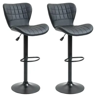 Obrázek produktu pro Sada dvou barových židlí s nastavitelnou výškou | Barva: černá | Rozměry: 47 x 56 x 89-109 cm