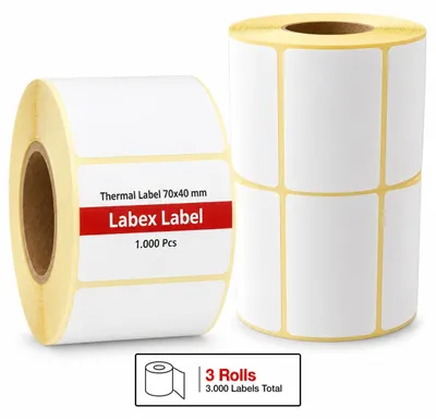 Produktbild von Thermo-Etiketten, 70 x 40 mm, 3 Rollen, 2250 Etiketten