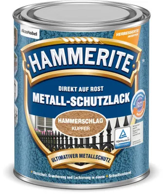 Produktbild von Hammerite Metall-Schutzlack Hammerschlag, Fertig gemischt, Zaun, Möbel, Treppe, Metall, Nicht-eisenhaltiges Metall, Hammerschlag, Cooper, 10 m²/L, Kupfer