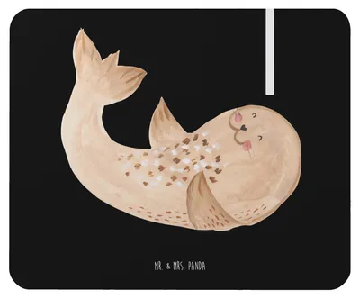 Produktbild von Mr. & Mrs. Panda Mauspad Robbe Liegen - Schwarz - Geschenk, Ostsee, Mouse Pad, Nordsee, pc, mousepad, Meerestier, Strand, mousematte, Lustige Sprüche, Seehund