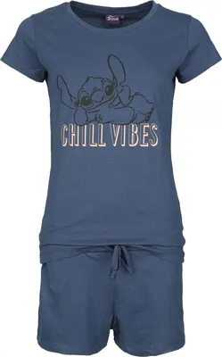 Produktbild von Lilo & Stitch Schlafanzug Damen Chill Vibes blau S