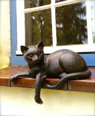 Produktbild von Skulptur Katze, lebendige Tierfiguren, liegendes Kätzchen für Fensterbank Deko