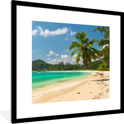 Produktbild von MuchoWow® Gerahmtes Poster Tropisch - Insel - Strand 40x40 cm - Poster mit Schwarzem Bilderrahmen Wandposter Rahmen Foto Bilder - Poster - Plakat im Rahmen