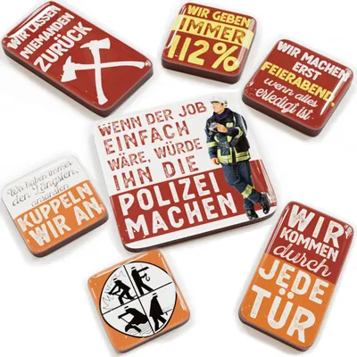 Produktbild von LANOLU Feuerwehr Geschenke für Männer Magnetset 7 teilig, Kühlschrankmagnete passendes Geschenk zum Feuerwehr Adventskalender