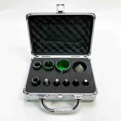 Produktbild von FACHLICH Diamant Fliesenbohrer Set 6/6/8/20/35/50/68mm 10 Stücke Diamant Lochsäge mit 10mm and 50mm Fingerfräser ein Adapter für Porzellan Fliese Granit Marmor Trockenbohren