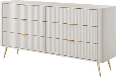 Produktbild von Kommode: 6 Schubladen, Kaschmir, goldene Beine, 163,2 x 81,2 x 38 cm