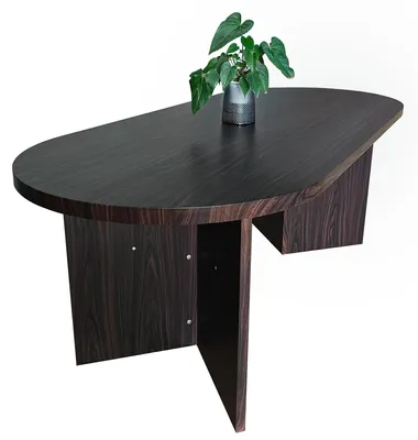 Produktbild von Esstisch 204 x 90 cm Holz Walnuss-Optik gerade Kante oval V-Gestell OVI, KI-generiertes Bild