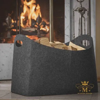 Produktbild von Famanu Holztragetasche L aus Filz - Maße 54 x 30 x 39 cm (Anthrazit)
