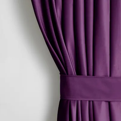 Immagine prodotto di Tenda oscurante parziale - Set di tende H 270 x L 140 cm con supporto pieghettato 54 x 10 cm, aspetto velluto, colore viola, 1 tenda con passanti a occhiello - Velluto
