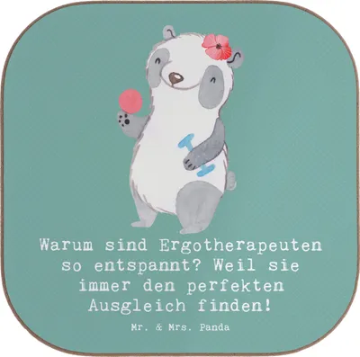 Produktbild von Mr. & Mrs. Panda Untersetzer für Gläser Ergotherapeutin Balance - Meeresbrise - Geschenk, Wertschätzung, Gesundheitswesen, Beruf, Berufsliebe, bieruntersetzer, Glas