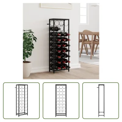 Obrázek produktu pro The Living Store Stojan na víno na 27 lahví černý 34x18x100 cm Kované železo