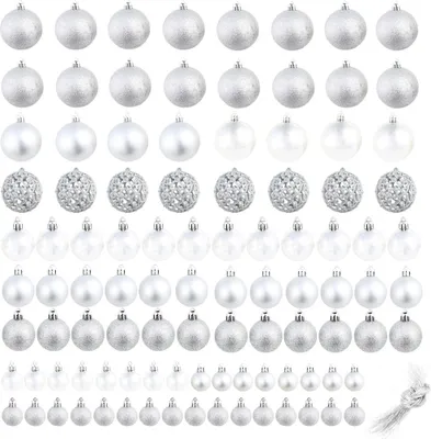 Produktbild von vidaXL 100-tlg. Weihnachtskugel-Set 3/4/6 cm Silbern
