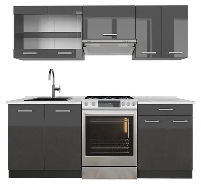 Obrázok produktu pre Kuchynský kút Vicco R-Line Antracitový vysoký lesk/antracit 200 cm , AP Marble, Model 53599