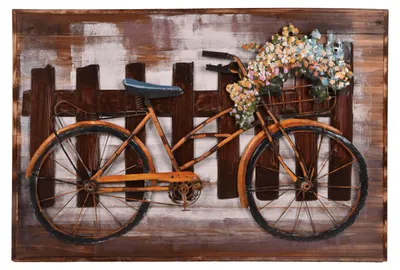 Produktbild von 3D-Metallbild Fahrrad - Stahl Bunt 10x80x120cm | Wandbild Wohnzimmerbild Dekobild Flur Büro