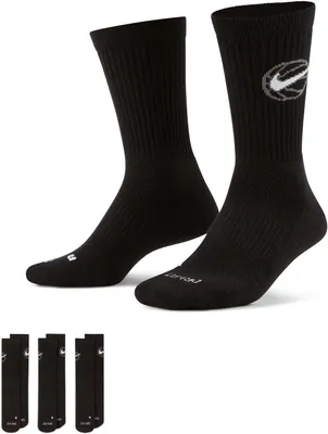 Produktbild von Nike Everyday Crew Basketballsocken (3 Paar) - Schwarz/Weiß Schwarz/Weiß M