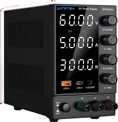 Zdjęcie produktu dla Zasilacz, regulowane napięcie, sterowanie cyfrowe, 0–60 V, 0–5 A, wtyczka UE