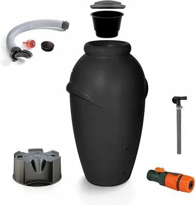 Produktbild von AQUACAN - Regentonne - Wassertank - Regenfass - Regenwassertonne mit Zubehör - Regenwassertank - Wassertonne, Wasserfass, Regenwasserspeicher - 360l, Anthrazit